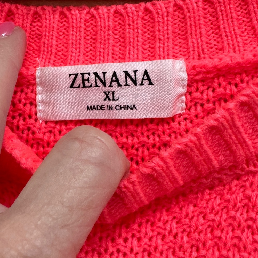 Zenana Excellent Condition Sweater size XL Bright coral - Picture 5 of 5